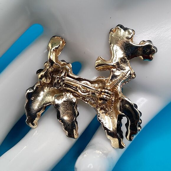 Vintage Black Enamel French Poodle Brooch, Figural Pin - Picture 4 of 9